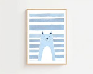 Blue Cat Plakat - 21 x 29.7 cm (A4) - Nellastore