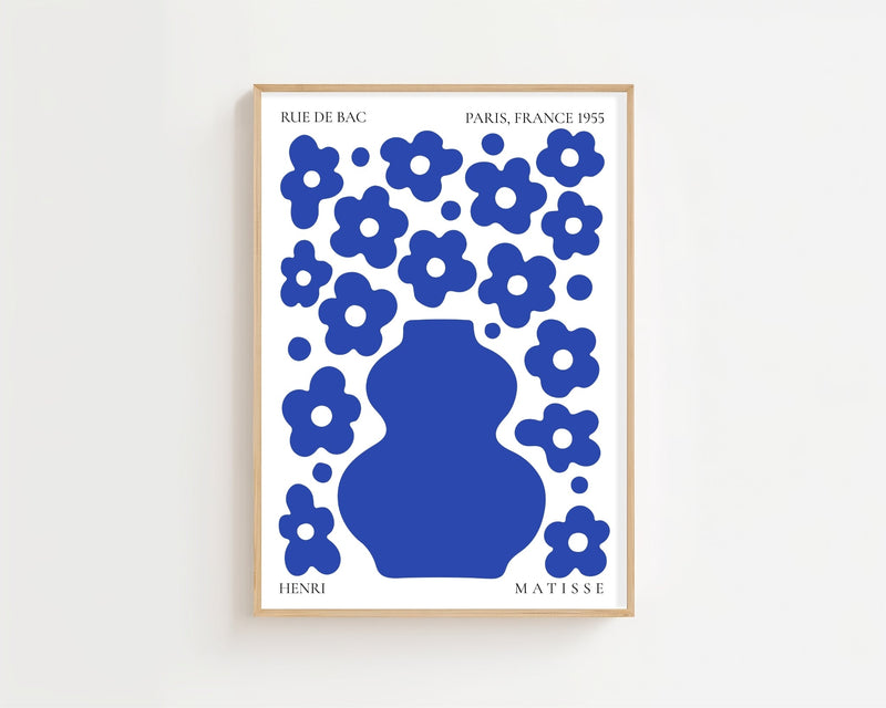 Blue Daisy Vase Plakat - 21 x 29.7 cm - Nellastore