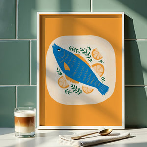 Blue Fish Lemon Plakat - 21 x 29.7 cm - Nellastore