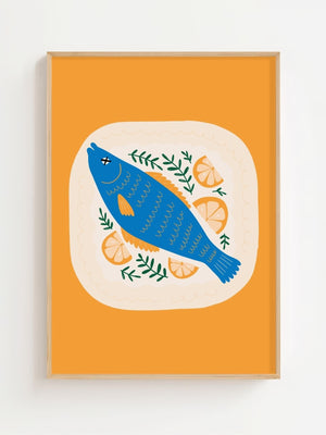 Blue Fish Lemon Plakat - 21 x 29.7 cm - Nellastore