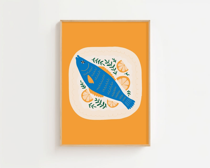 Blue Fish Lemon Plakat - 21 x 29.7 cm - Nellastore