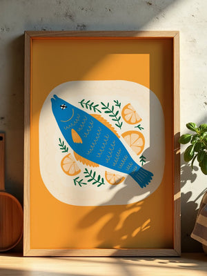 Blue Fish Lemon Plakat - 21 x 29.7 cm - Nellastore