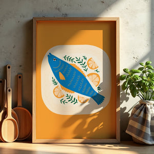 Blue Fish Lemon Plakat - 21 x 29.7 cm - Nellastore