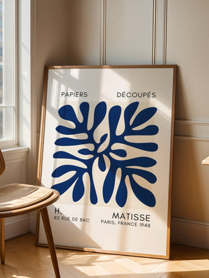 Blue Grid Leaf Plakat - 21 x 29.7 cm (A4) - Nellastore