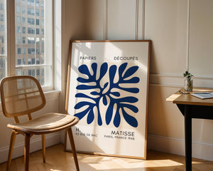 Blue Grid Leaf Plakat - 21 x 29.7 cm (A4) - Nellastore