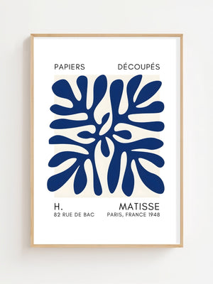 Blue Grid Leaf Plakat - 21 x 29.7 cm (A4) - Nellastore