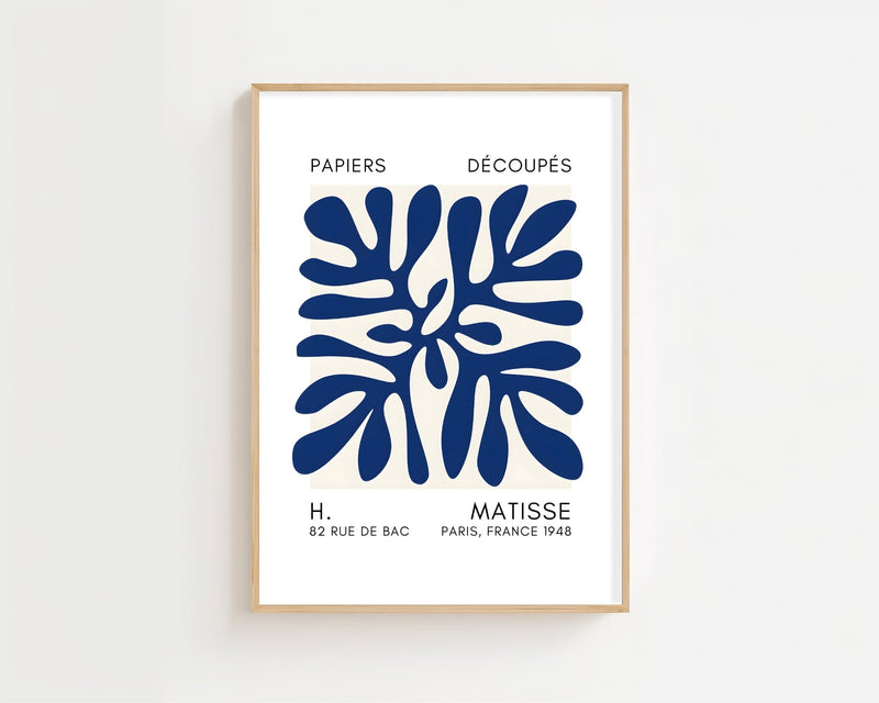 Blue Grid Leaf Plakat - 21 x 29.7 cm (A4) - Nellastore