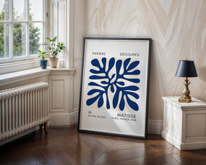 Blue Grid Leaf Plakat - 21 x 29.7 cm (A4) - Nellastore