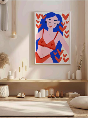 Blue Hair Hearts Plakat - 21 x 29.7 cm - Nellastore