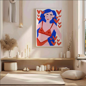 Blue Hair Hearts Plakat - 21 x 29.7 cm - Nellastore