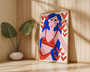 Blue Hair Hearts Plakat - 21 x 29.7 cm - Nellastore
