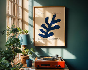 Blue Wavy Leaf Plakat - 21 x 29.7 cm (A4) - Nellastore