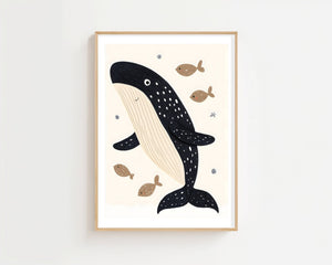 Blue Whale Plakat - 21 x 29.7 cm (A4) - Nellastore