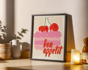 Bon Appetit Cherry Cake Plakat - 21 x 29.7 cm - Nellastore