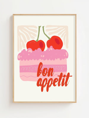 Bon Appetit Cherry Cake Plakat - 21 x 29.7 cm - Nellastore