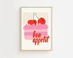 Bon Appetit Cherry Cake Plakat - 21 x 29.7 cm - Nellastore