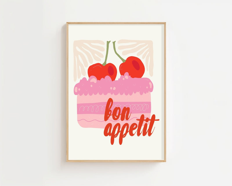 Bon Appetit Cherry Cake Plakat - 21 x 29.7 cm - Nellastore