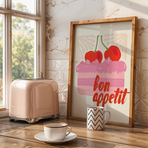 Bon Appetit Cherry Cake Plakat - 21 x 29.7 cm - Nellastore