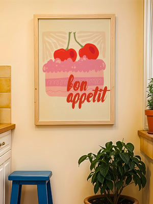 Bon Appetit Cherry Cake Plakat - 21 x 29.7 cm - Nellastore