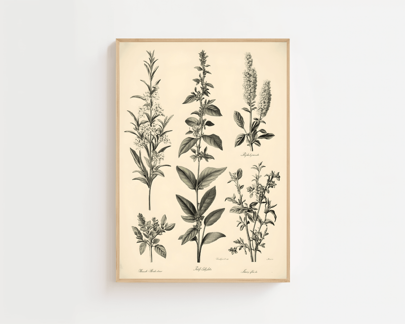 Botanical Herb Chart Plakat - 21 x 29.7 cm (A4) - Nellastore