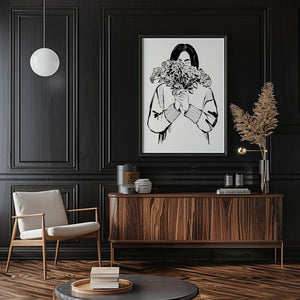 Bouquet Girl Line Art Plakat - 21 x 29.7 cm - Nellastore