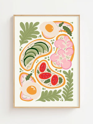 Breakfast Flatbread Plakat - 21 x 29.7 cm - Nellastore