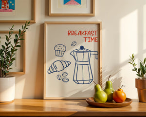 Breakfast Time Moka Plakat - 21 x 29.7 cm - Nellastore