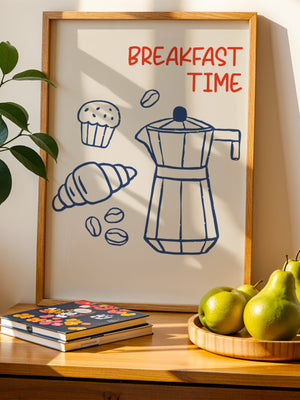 Breakfast Time Moka Plakat - 21 x 29.7 cm - Nellastore