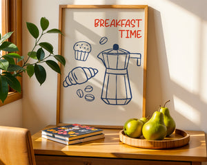 Breakfast Time Moka Plakat - 21 x 29.7 cm - Nellastore