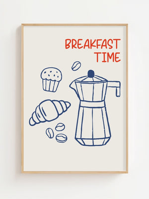 Breakfast Time Moka Plakat - 21 x 29.7 cm - Nellastore