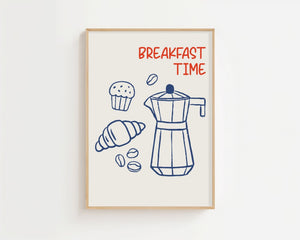 Breakfast Time Moka Plakat - 21 x 29.7 cm - Nellastore