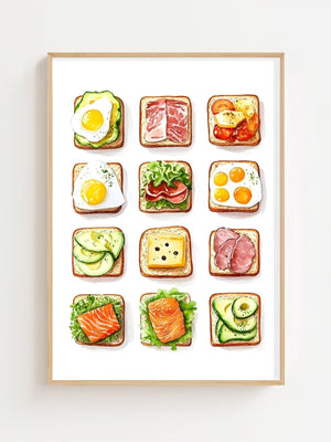 Breakfast Toast Collection Plakat - 21 x 29.7 cm (A4) - Nellastore