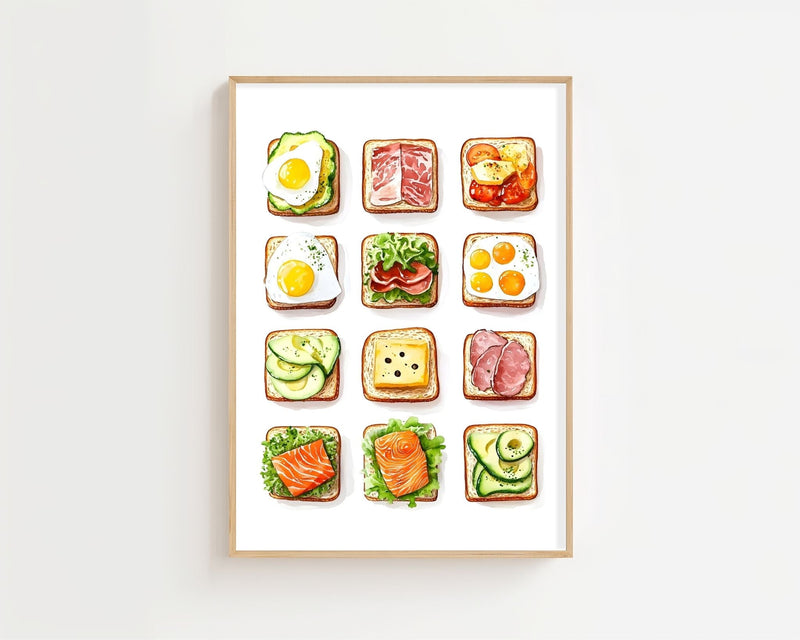 Breakfast Toast Collection Plakat - 21 x 29.7 cm (A4) - Nellastore