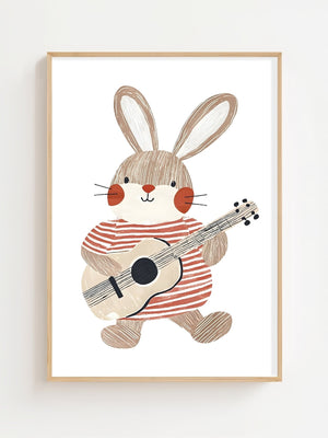 Bunny Playing Guitar Plakat - 21 x 29.7 cm (A4) - Nellastore