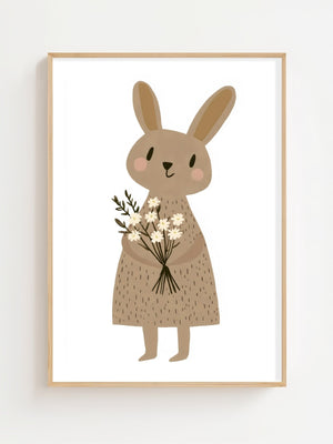 Bunny With Flowers Plakat - 21 x 29.7 cm (A4) - Nellastore