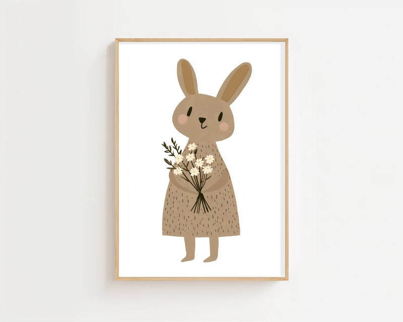 Bunny With Flowers Plakat - 21 x 29.7 cm (A4) - Nellastore