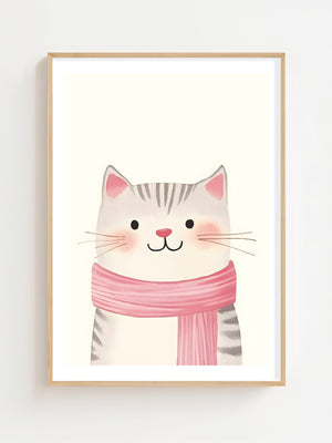 Cat With Scarf Plakat - 21 x 29.7 cm (A4) - Nellastore