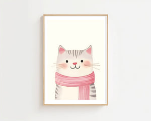 Cat With Scarf Plakat - 21 x 29.7 cm (A4) - Nellastore