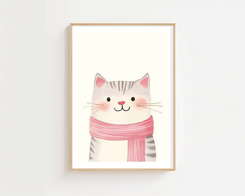 Cat With Scarf Plakat - 21 x 29.7 cm (A4) - Nellastore
