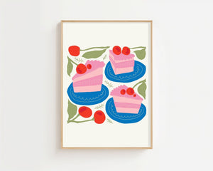 Cherry Cake Trio Plakat - 21 x 29.7 cm - Nellastore