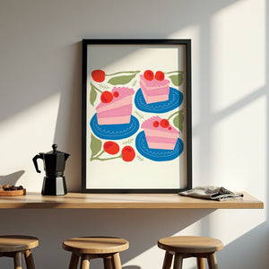 Cherry Cake Trio Plakat - 21 x 29.7 cm - Nellastore