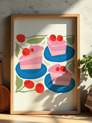 Cherry Cake Trio Plakat - 21 x 29.7 cm - Nellastore