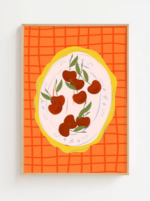 Cherry Plate Bistro Plakat - 21 x 29.7 cm - Nellastore