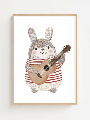 Chubby Bunny With Guitar Plakat - 21 x 29.7 cm (A4) - Nellastore