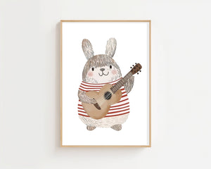 Chubby Bunny With Guitar Plakat - 21 x 29.7 cm (A4) - Nellastore