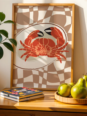 Coastal Crab Servering Plakat - 21 x 29.7 cm - Nellastore