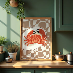 Coastal Crab Servering Plakat - 21 x 29.7 cm - Nellastore