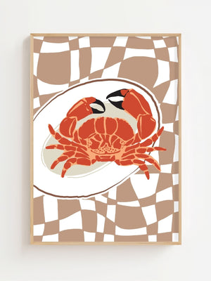 Coastal Crab Servering Plakat - 21 x 29.7 cm - Nellastore