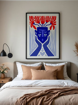 Cobalt Bloom Portrait Matisse Plakat - 21 x 29.7 cm - Nellastore
