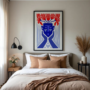 Cobalt Bloom Portrait Matisse Plakat - 21 x 29.7 cm - Nellastore